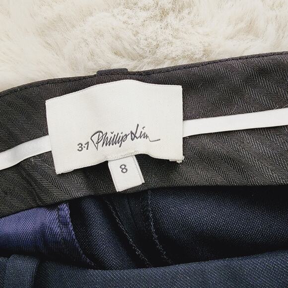 NWT 3.1 Phillip Lim Navy High Waisted Slim Cropped Ankle Trouser Pleated 8 - Picture 6 of 11